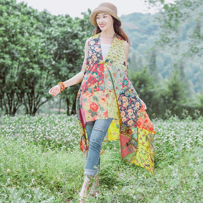 Summer Women's Clothing Bohemian Patchwork Shawl Holiday Style Cotton Printing Beach Long Outside