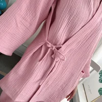 Japanese kimono suit lovers 100% cotton crepe pajamas long sleeved trousers two-piece kimono suit for men and women sleepwear - Image 6