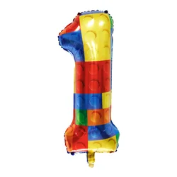 Colorful Block - Themed Birthday Party Balloons - 32 Inch Number and Building Block Latex Balloons - 32inch (1)