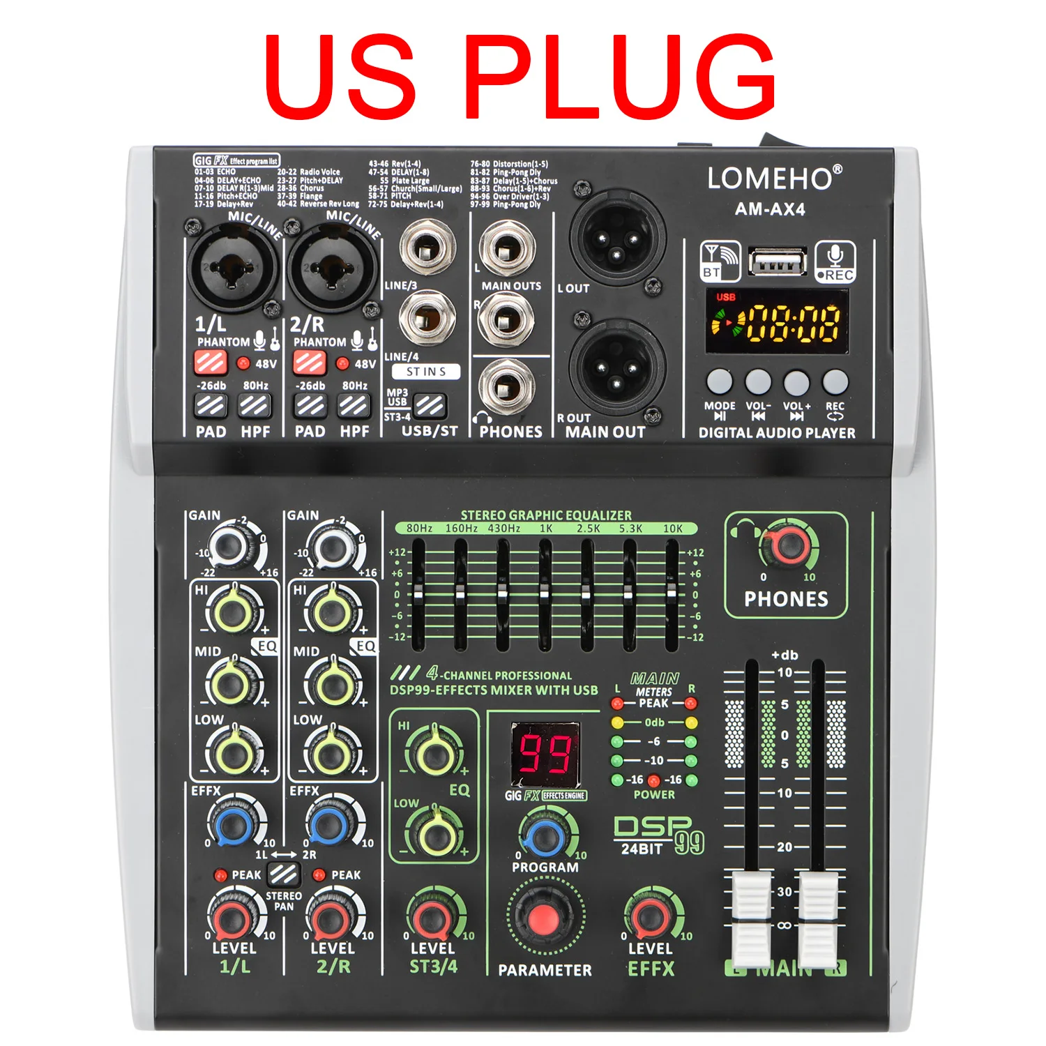 4 Channels US plug