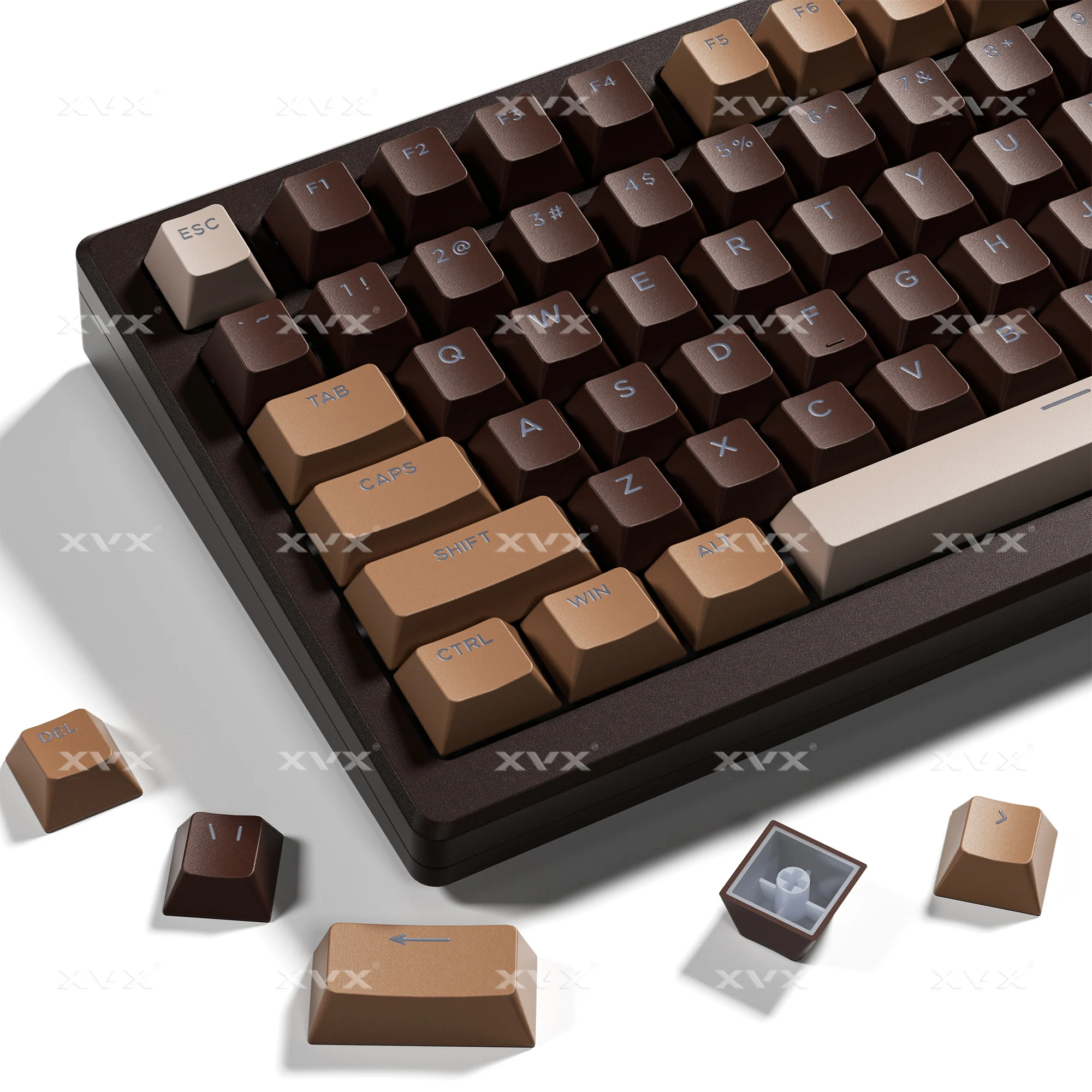 XVX PBT Double Shot Keycaps Cherry Profile Chocolate Style Shine