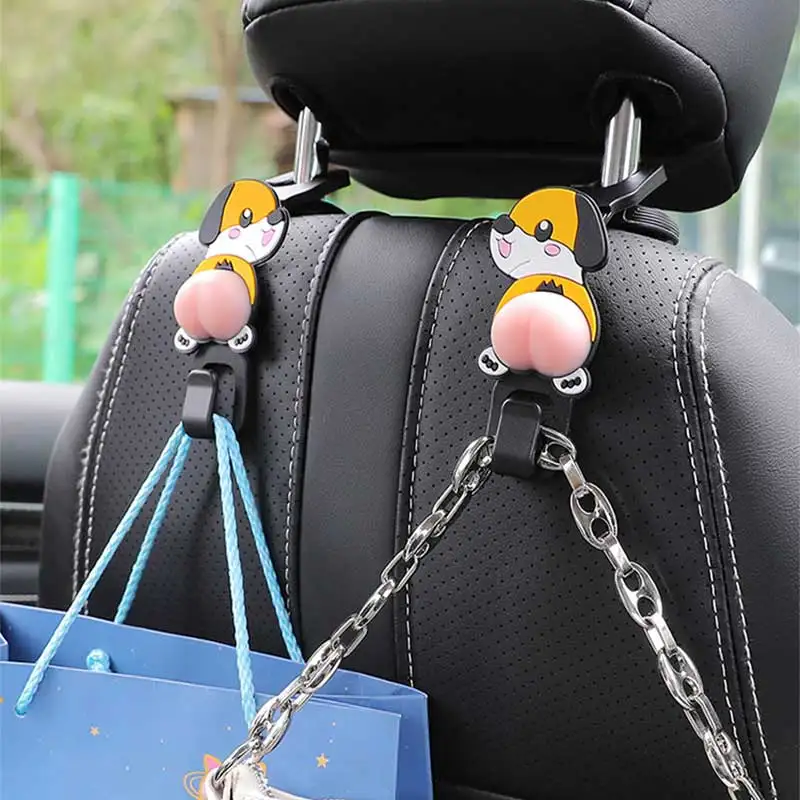 2 stücke Auto Sitz Zurück Cartoon Haken mit Nette Ass Kissen Innen  Organizer Kopfstütze Hängen Halter Handtasche Lagerung Sitze Haken -  AliExpress