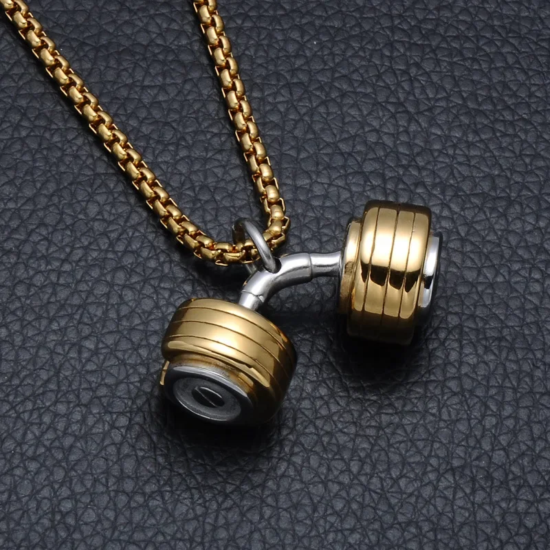 Jewellery Gold Barbell Pendant Fashion Stainless Steel Barbell - Main Image
