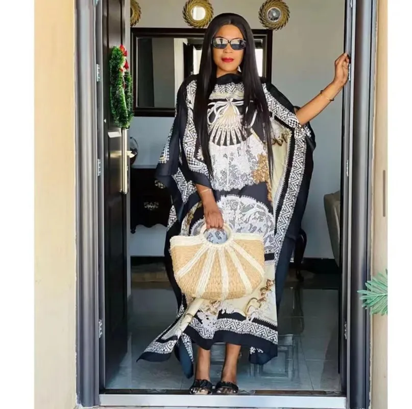 Dresses Bazin Print Dashiki Women Long Dress/gown Yomadou Color Pattern oversized Dress Length:130cm Bust:130cm