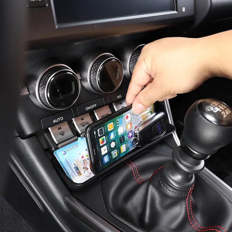 

For Subaru BRZ for Toyota 86 22-23 ABS Black Car Gear Shift Front Storage Box Phone Holder Tray Coin Organizer Car Accessories
