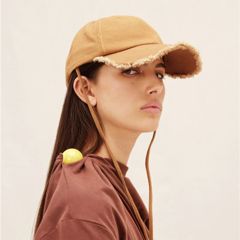 Baseball Hat For Women Men Cotton Adjustable Ball Caps Metal Logo Outdoor Cool Lady Male Sun Lanyard Fixed Hanging Rope Cotton 3