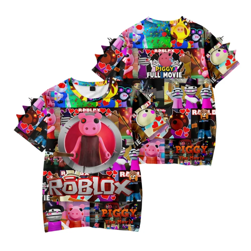 Summer 3D New Virtual World ROBLOX Short-sleeved Casual and Comfortable Children's Wear Cute Dinosaur Short-sleeved T-shirt 3