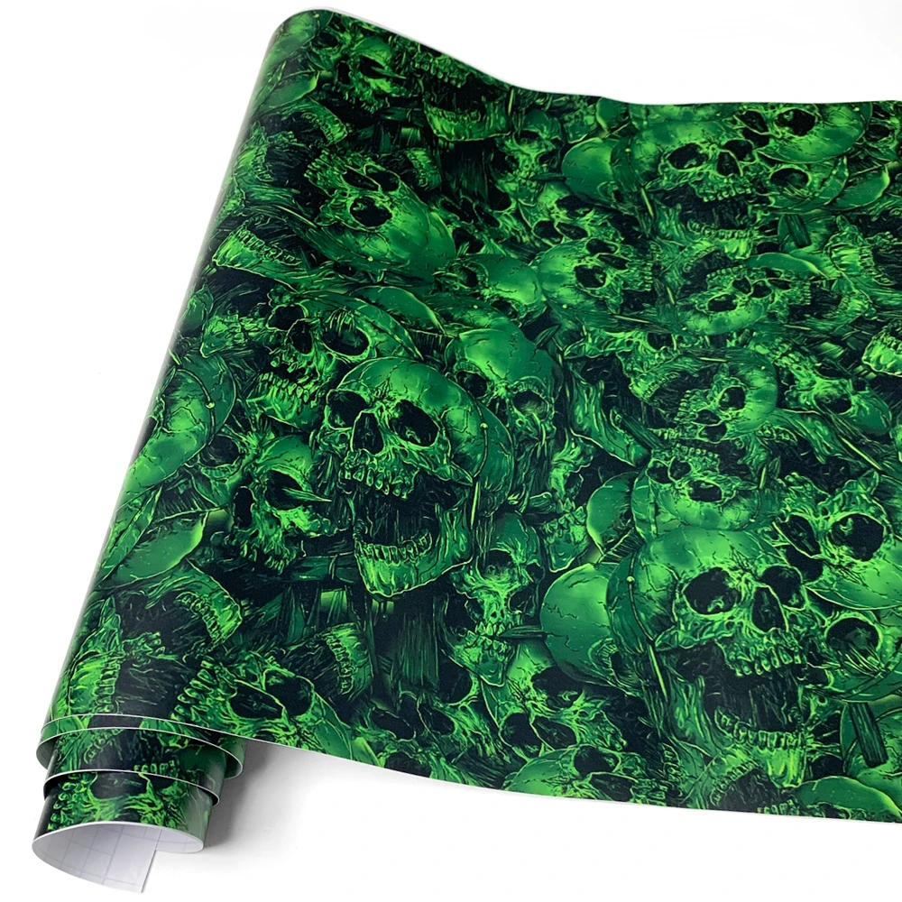 PVC Grün Graffiti Kleber Schädel Aufkleber Aufkleber Camouflage Aufkleber Bombe Vinyl Film Folie Auto Motorrad Dach Haube Filme Wrap – Detail 2