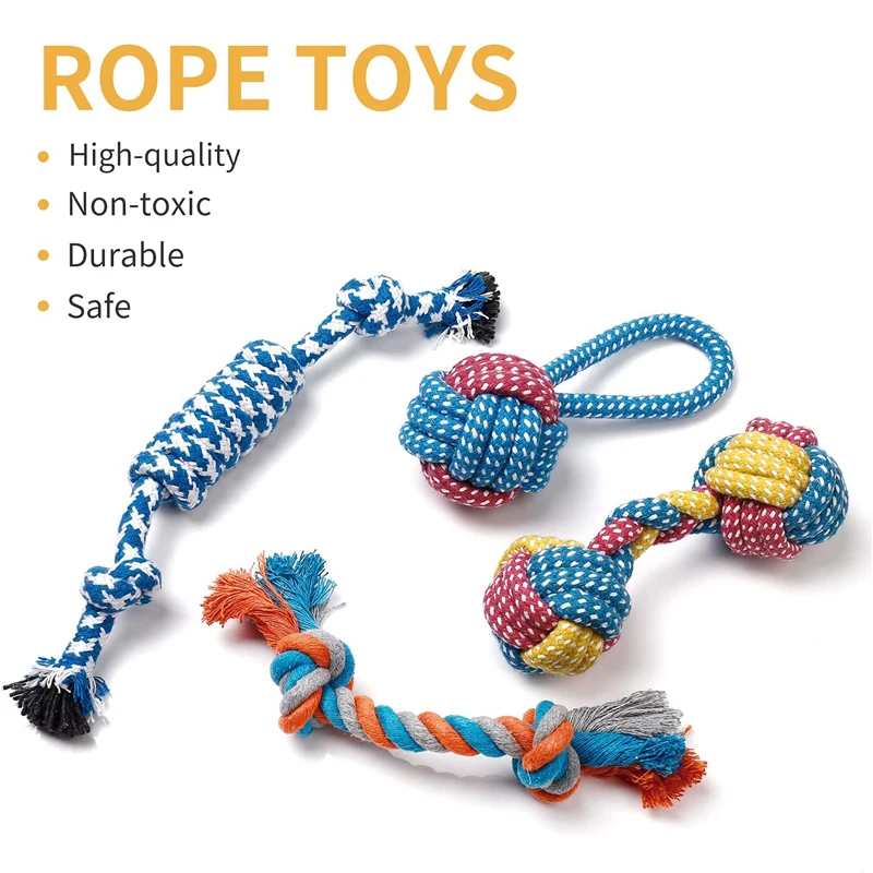 7 Pack Dog Toys,Small Medium Dogs Rope Toys Set,Puppy Chew Toys,Washable  Pet Cotton Knot Rope for Dogs,Dog Training and Teething Toys,Gift for