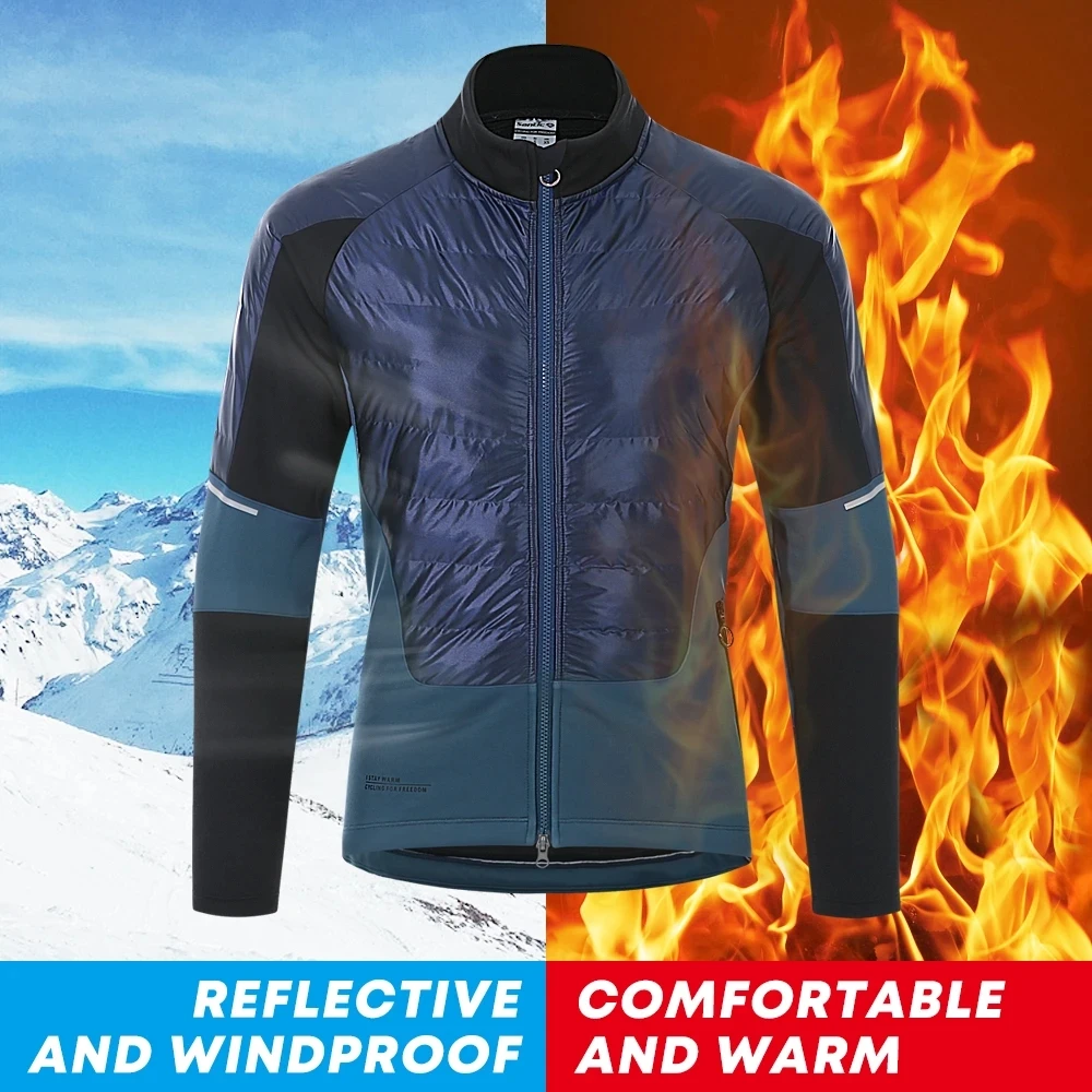 Santic Men's Cycling Jackets Winter Bicycle Windproof Coat Keep Warm Cycling Clothes Cotton Thermal Tops Rainproof M1C01130N