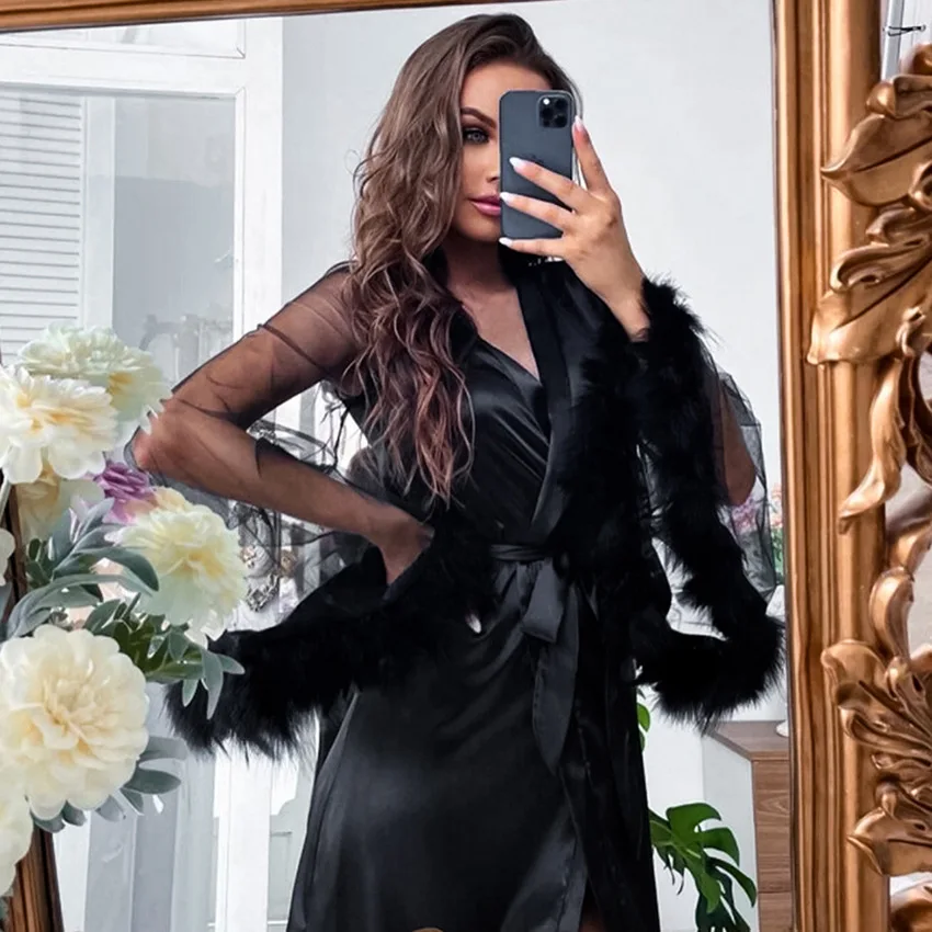 Custom Lady's Nightgown Sexy Long Black Color Plain Solid Colors Robes -  China Gown and Homewear price | Made-in-China.com