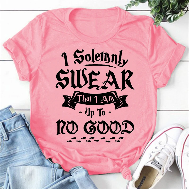 Playful I Solemnly Swear That I Am Up To No Good Graphic Tee - Unisex Summer Casual T-Shirt