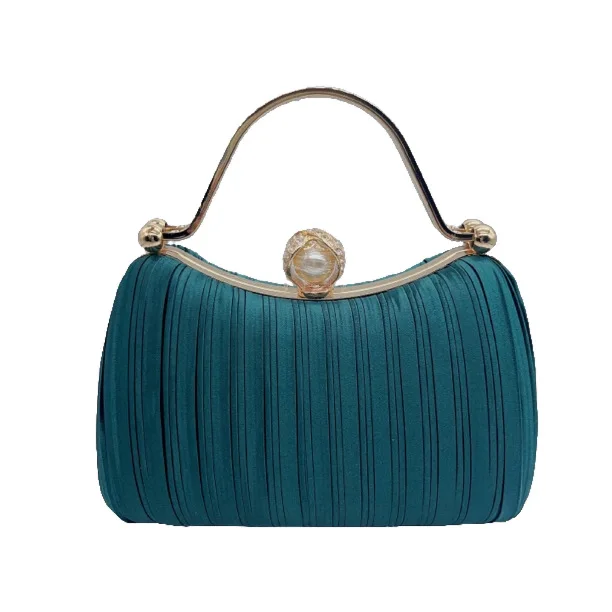 Vintage Temperament plissierte Abend tasche elegante Retro Mode grün beige runde Kreise Handtasche für Frauen Hochzeits feier Clutch – Detail 6