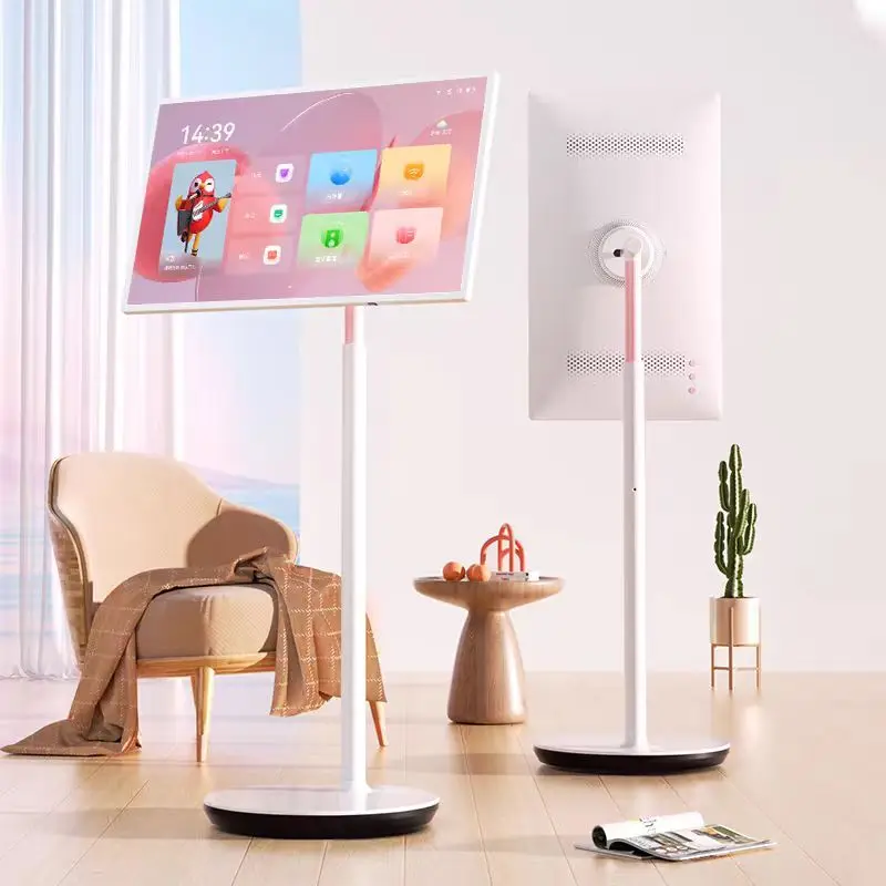 Guangzhou display rotatable 32 inch floor standing portable vertical smart TV for fitness game smart display