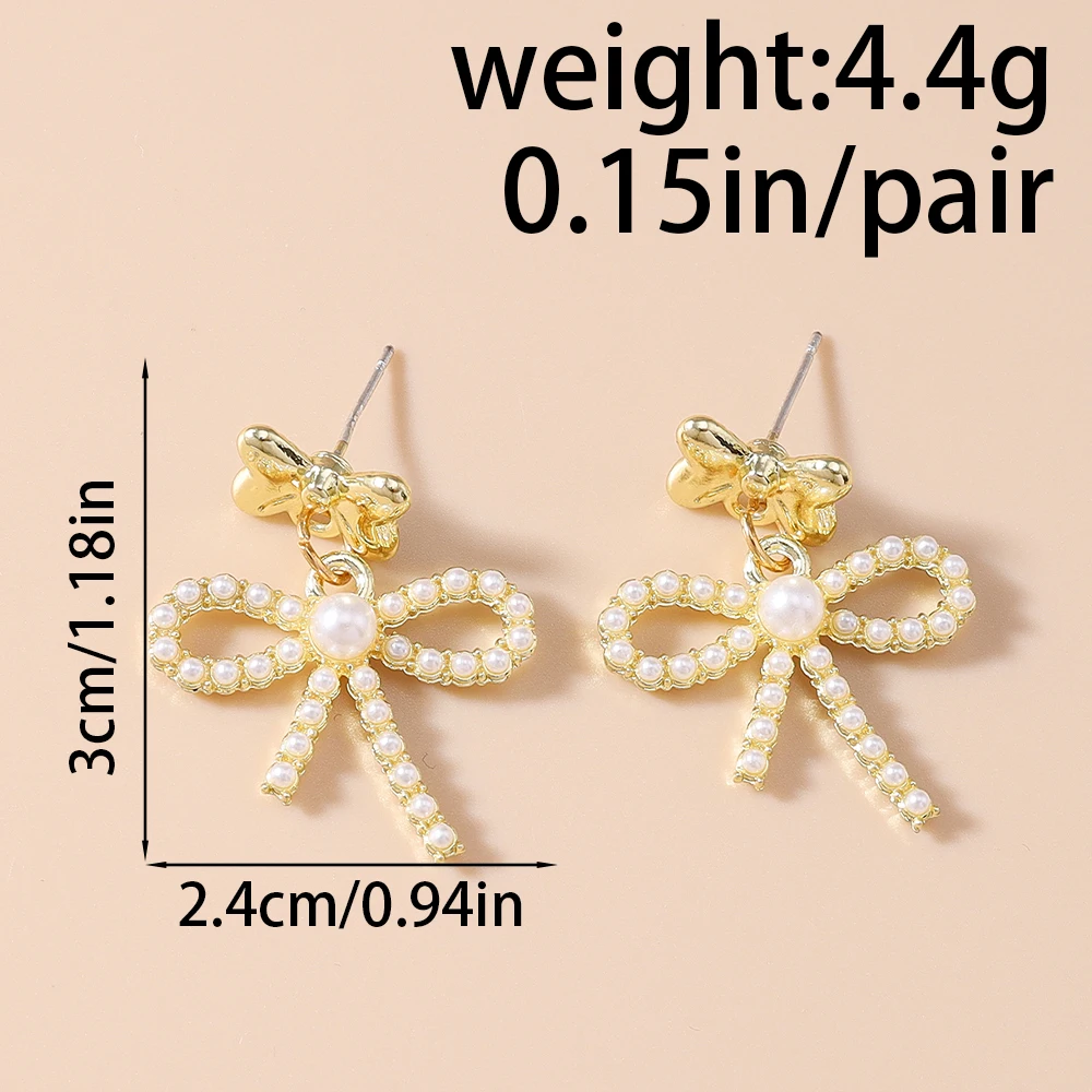 Aihua Elegante Luxus-Ohrringe mit rosa Schleife für Damen, temperamentvolle Perlen-Hängeohrringe, für Mädchen, Party, Hochzeit, Schmuck, Geschenke – Detail 18