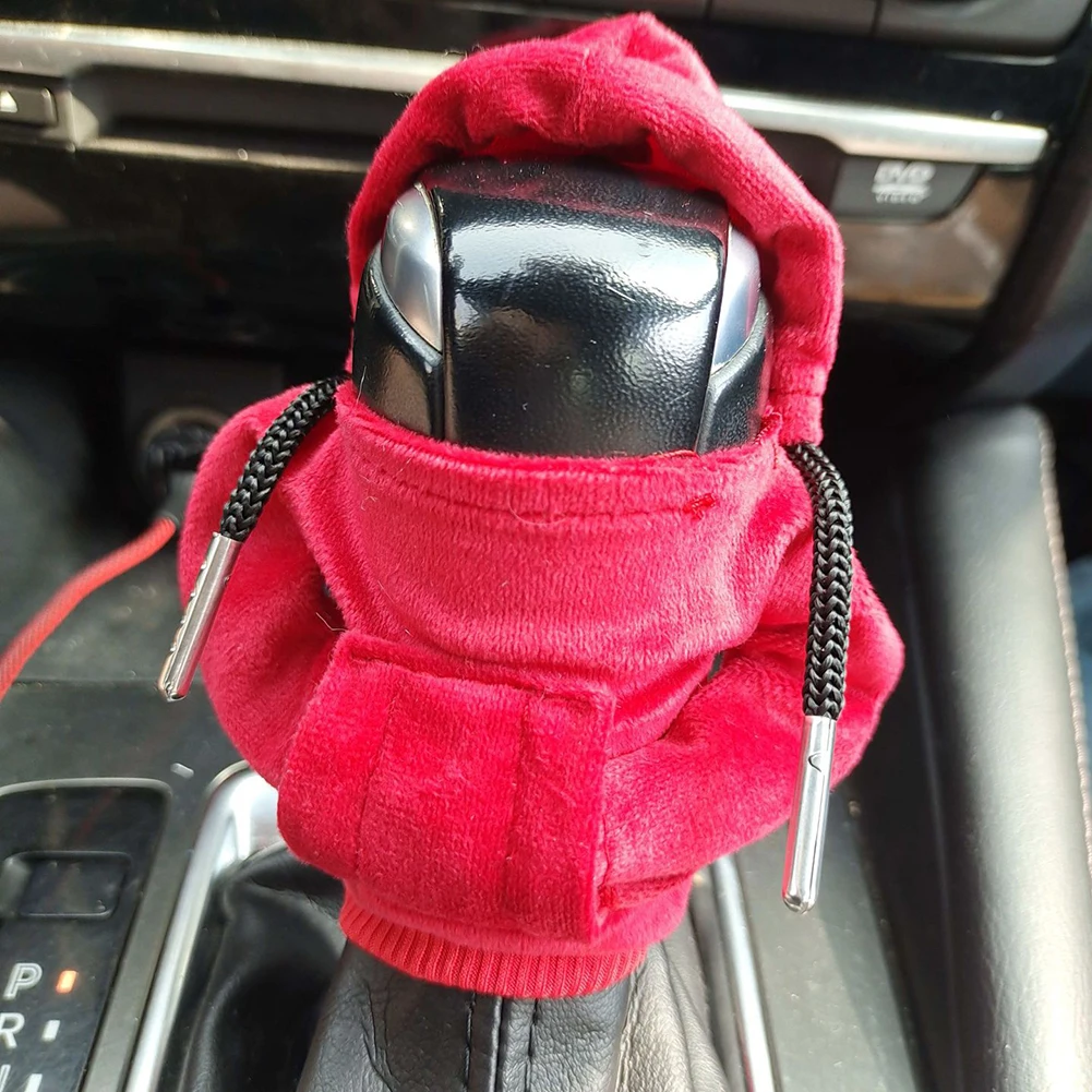 Car Shift Knob Cover Fashion Hoodies Gear Handle Lever Decorative Cover Manual Automatic Car Interior Decoration