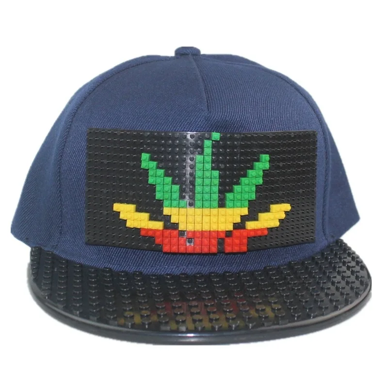 Baseball Cap Cartoon Patchwork Baseball Caps DIY Blocks Snapback Hats Hip Hop Hat for Men Women Detachable Pixels Dad Hats Cap Kids Adults