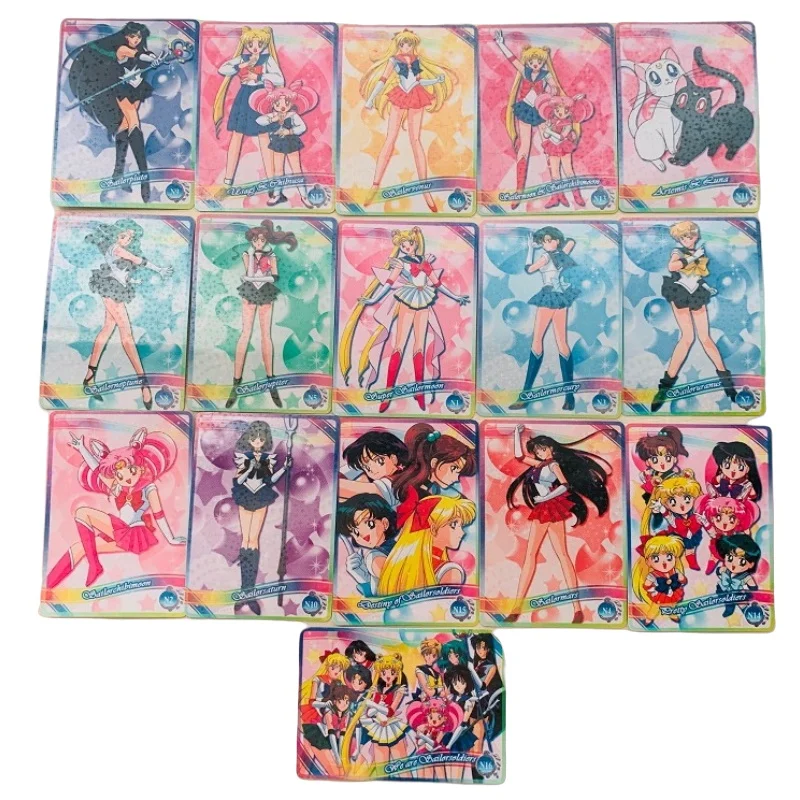 

16Pcs/set Sailor Moon Tsukino Usagi Nostalgic Flash Cards Self Made Anime Game Characters Classic Collection Card Diy Gifts