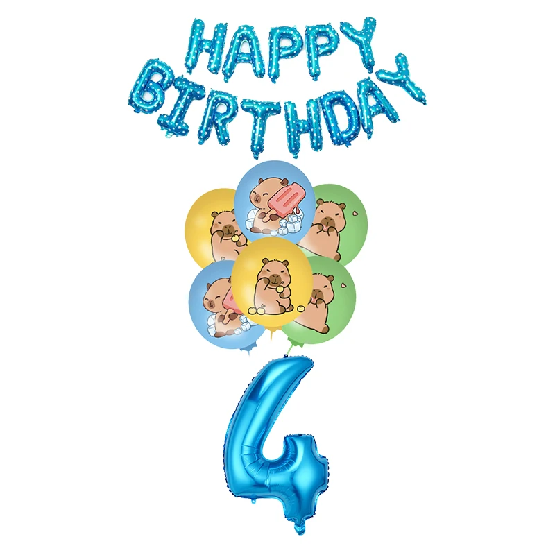 Capybara-Thema-Geburtstagsballons, Cartoon-Kawaii-Capybara-Form, Zahlenballon-Set, 1–12, für Kinder, 1–12 Jahre Geburtstag, Party-Dekoration – Detail 22