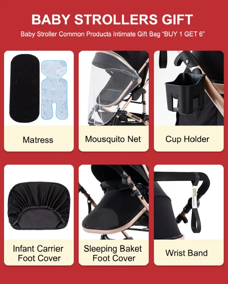3-in-1-Baby-Stroller-Multi-functional-High-Landscape-Cart-Can-Sit-Reclining-Light-Folding-Strollers.jpg 3 Az 1-Ből Babakocsi Többfunkciós Nagy Tájkocsi Ülhet, Fekvő Könnyű Hajtogató Babakocsik Baba Tolószékű - Image 2