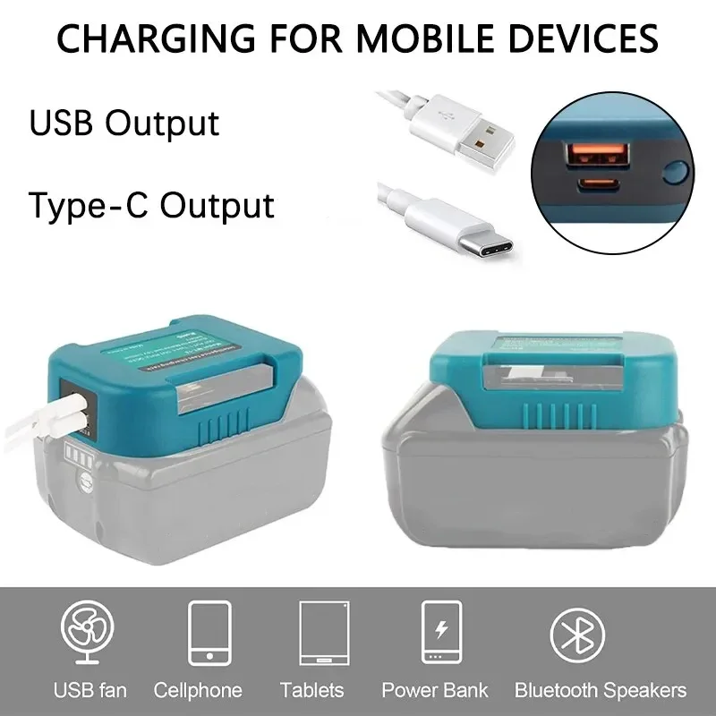 Fonte de Alimentação Usb para Makita Dewalt Milwaukee 14.4v 18v Bateria de Lítio 20v Interface tipo c Conversor Usb Adaptador de Alimentação - Image 3