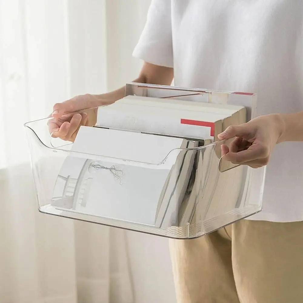 Large Capacity Clear Organizers Plastic Storage Bins With Handles Countertop Makeup Organizers Closet Fridge Storage Box