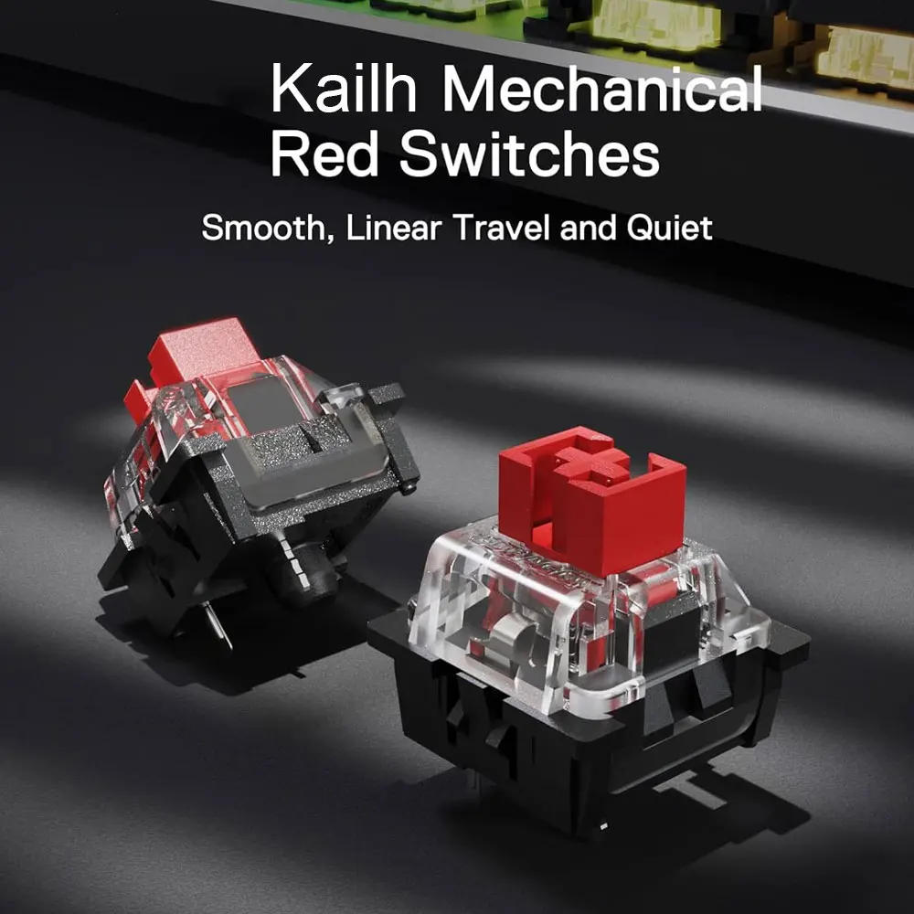 HEXGEARS GK715S 기계식 키보드 104키 PBT 키캡 Kailh 레드 스위치 핫 스왑 화이트 백라이트 게임용 키보드 및 작업용 타이핑