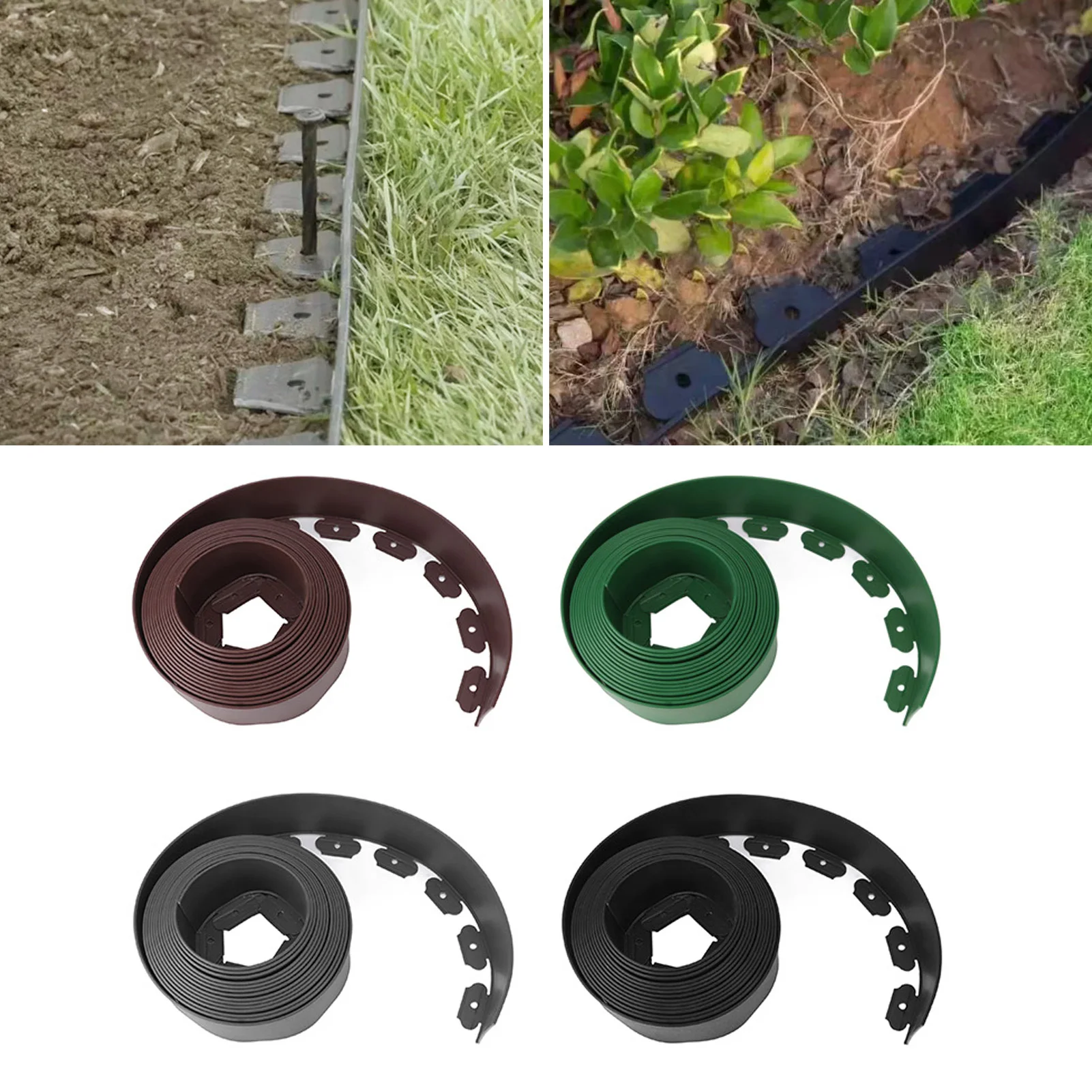 

Garden Landscape Lawn Edging Kit PE No Dig Tall Wall Garden Border with Stakes for Lawn Flower Bed Grass Yard 10cm*5cm*10m