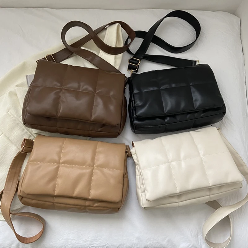 Fashion Padded Women Shoulder Bags Designer Brand Quilted Handbag Luxury Pu Leather Crossbody Bag Large Totes