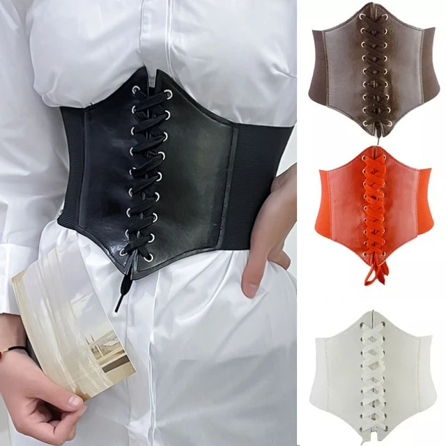 Women Elastic Wide Corset Belts Faux Leather Slimming Shaping Girdle Belt  Tight High Waist Versatile for Daily Bustier Corsets - AliExpress