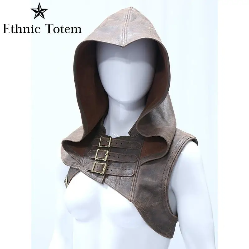 

Medieval Hooded Capelet Men/Women Viking Warrior Cosplay Hooded Cloak Cape Halloween Wicca Pagan Accessory Cosplay Armor Costume