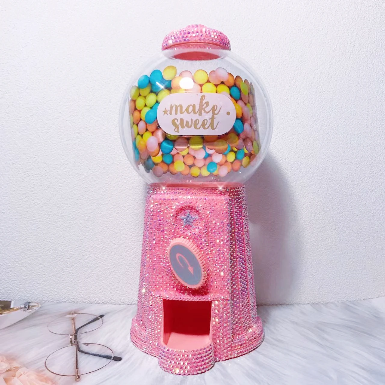 Bling Candy Dispenser Coin Saving Box High Grade With Rhinestone