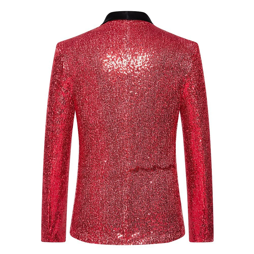 Multi Colors Men's Pearl Plate Suit Sequin Blazer Sparkly Glitter Jacket Wedding Party Stage Clothes for Men Blue Silver Red
