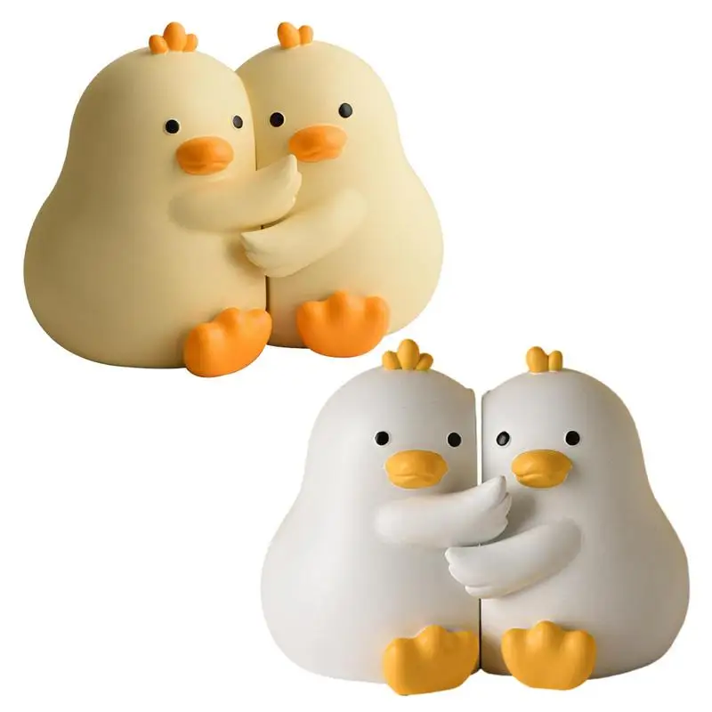 

Duck Bookends Cute Hug Ducks Decorative Bookends Resin Bookends Creative Book Holder Stopper Duck Figurines Sculpture Ornaments