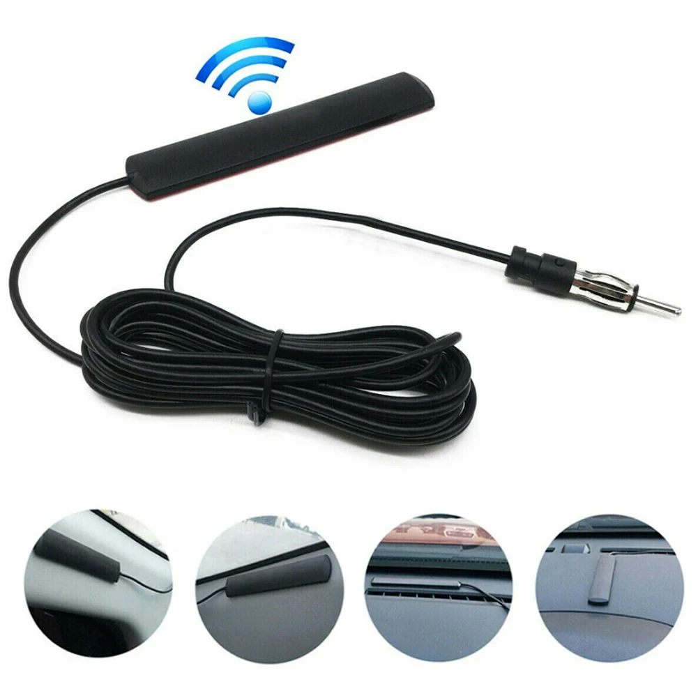Car Radio Antenna DC 5-12V Car Interior Hidden Amplified Antenna Radio Patch Aerial For Truck Motorcycle Boat