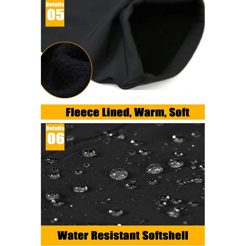 Men's Fleece Snow Ski Pants Windproof Shell Hiking 4 Zipper Pockets Winter Waterproof Trousers