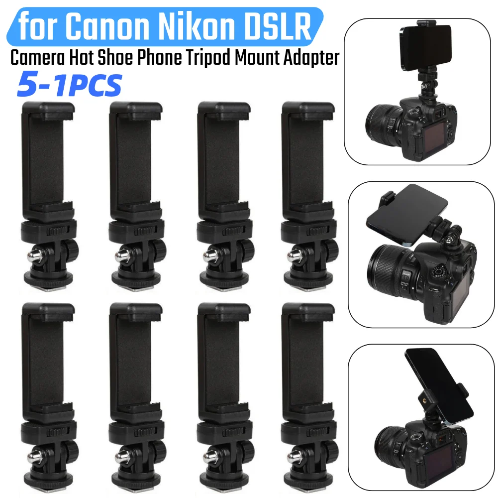 For Canon Nikon Sony DSLR Camera Hot Shoe Phone Tripod Mount Adapter Phone Mount for Camera Hot Shoe Mobile Clip Holder