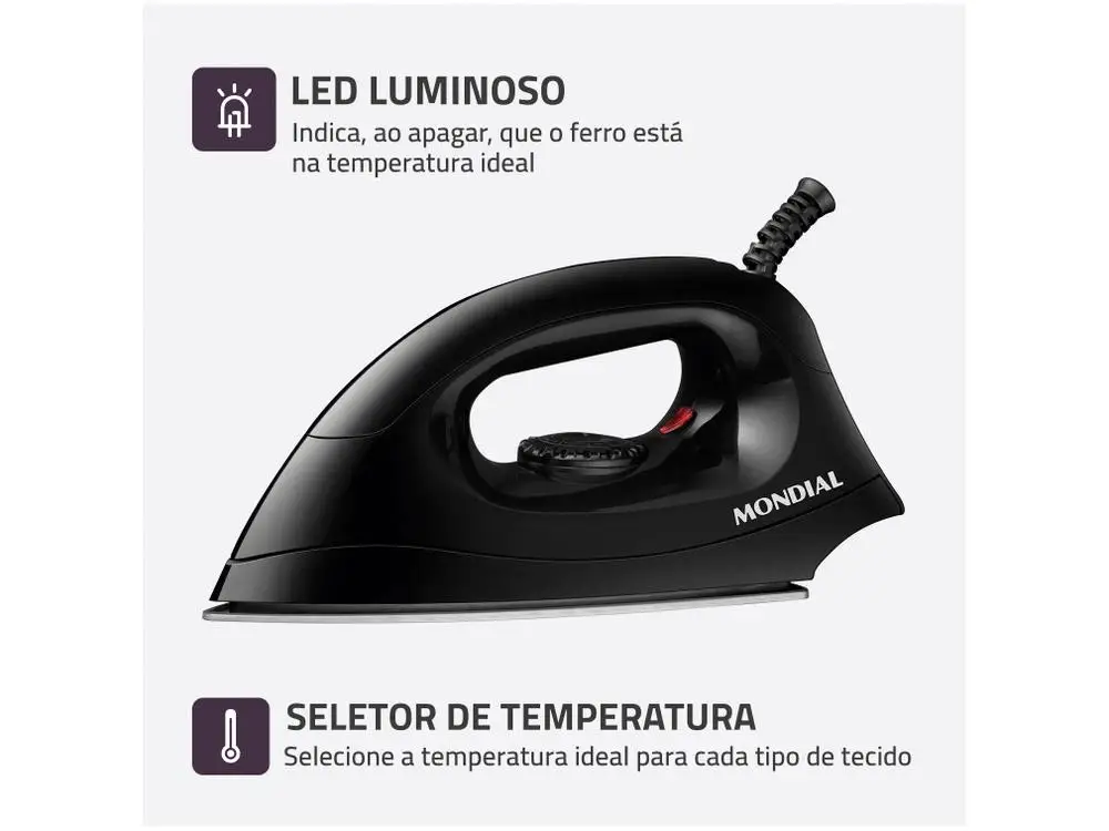 Ferro de Passar Roupa a Seco Mondial FSN-55-B - 110V 3