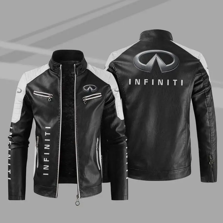 

2023 New Winter Men's Infiniti Car Logo Jacket Fashion Motorcycle Zipper Jacket Outwear Keep Warm Thickened Leather Man Coat