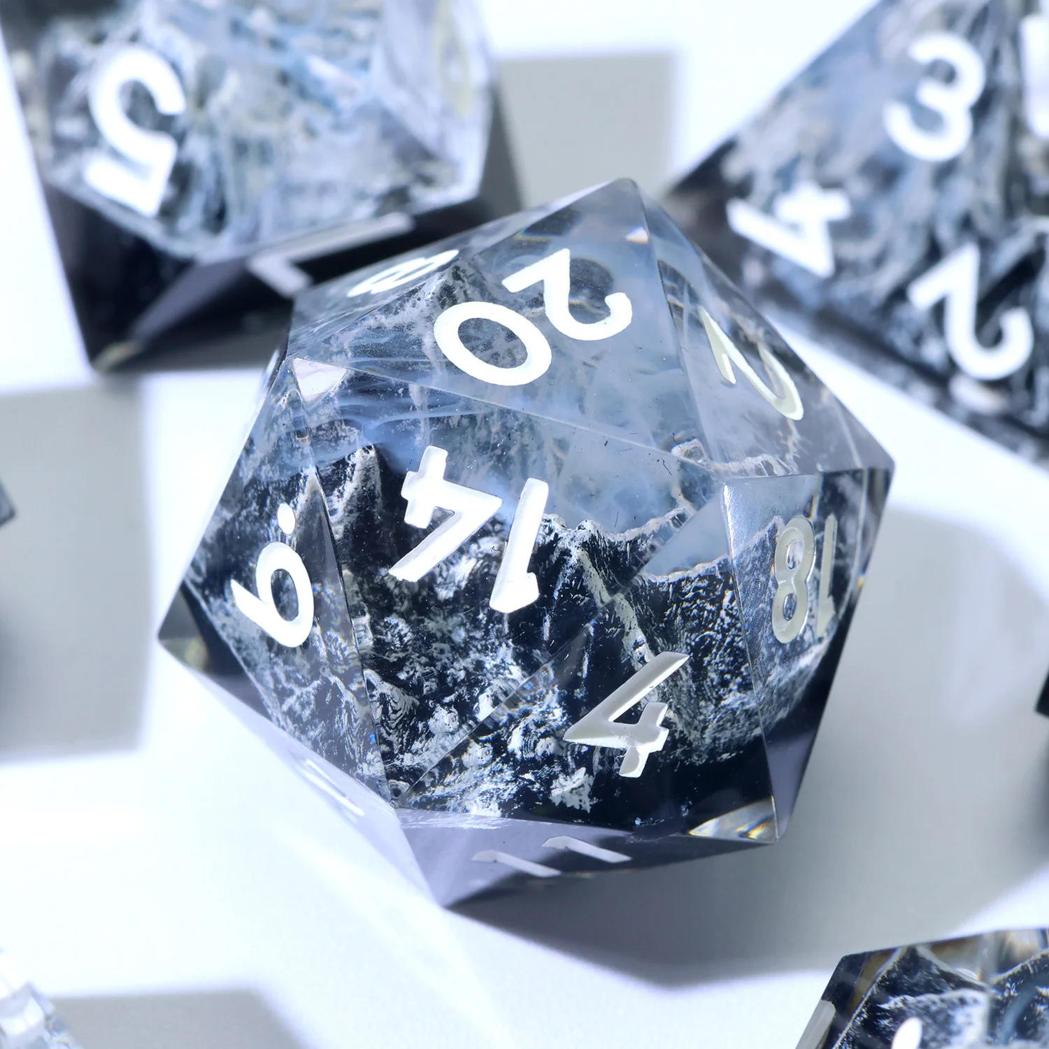 Volcanic Dragon's Lair Handmade Polyhedral Resin RPG Dice Set - Red