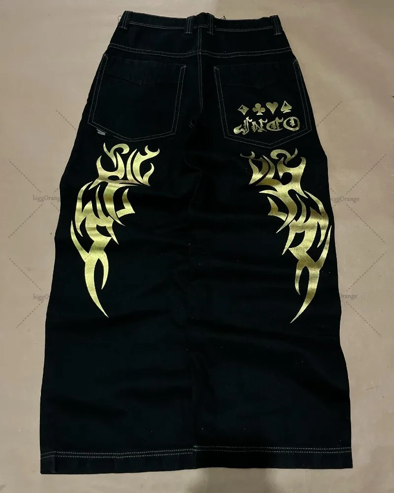 American New Style Fashionable and Versatile Multi-pocket Jeans Men Street Hip-hop Casual Loose Harajuku Straight Wide-leg Pants 2