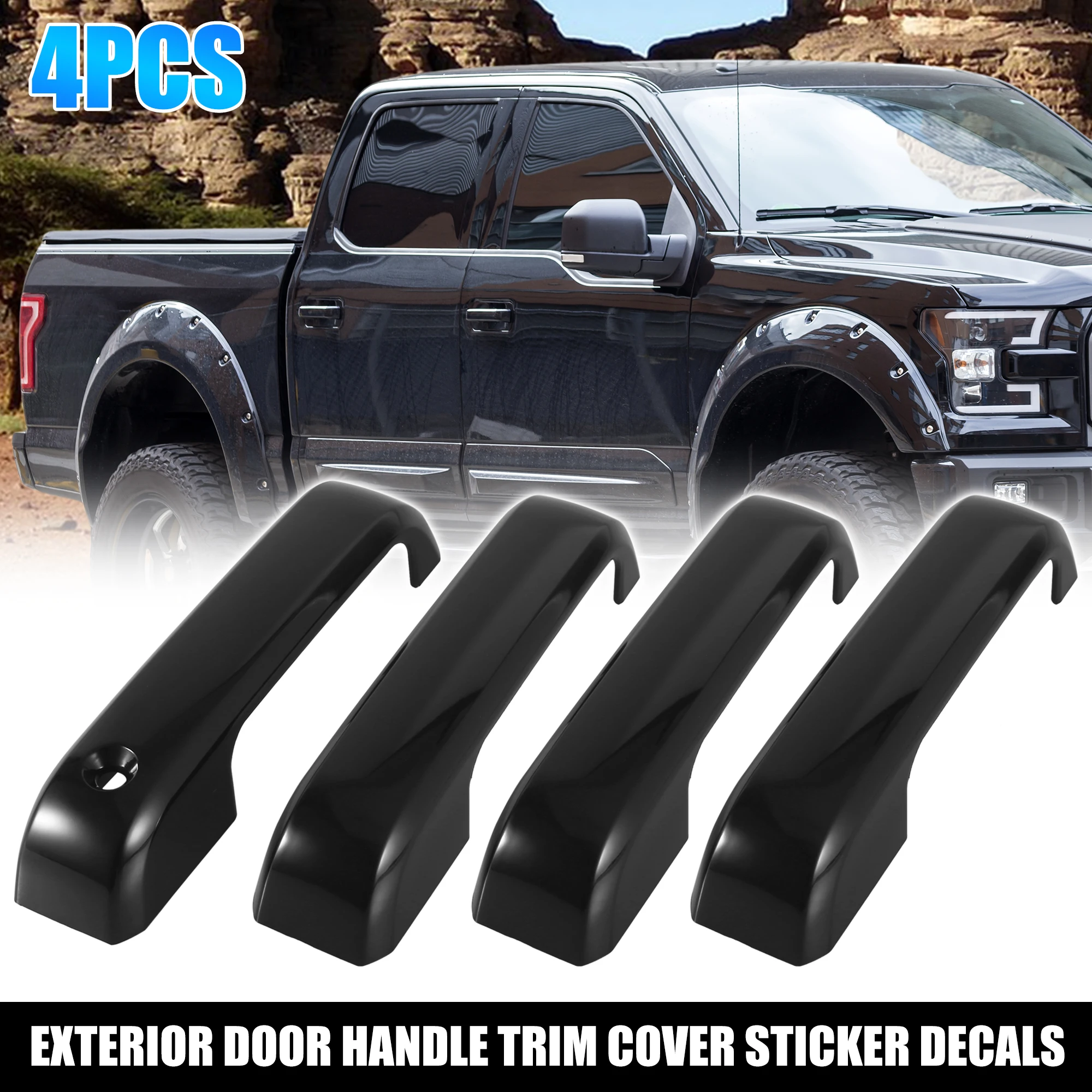 Erushautoparts Chrome Interior Door Handle Covers For 2015-2021 Ford F-150/F-250/F-350 Crew Cab - Peel & Stick Overlays