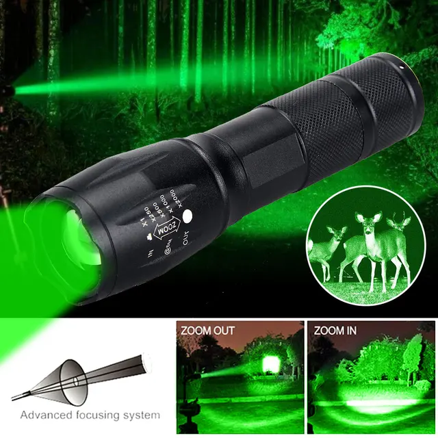 Linterna LED táctica militar de alta potencia, lámpara de autodefensa  impermeable, 8000LM, color rojo y verde - AliExpress