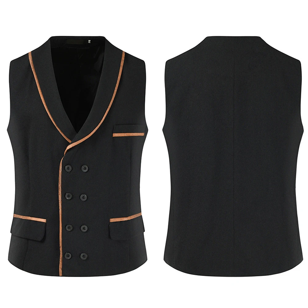 

Autumn Men's Suit Vest Double Breasted Formal Wedding Smart Casual Suit Waistcoat Vests Contrast Color Tops Vest