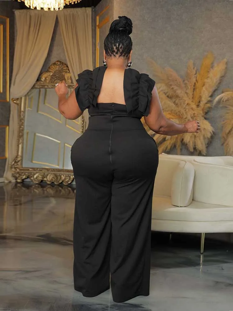 Women Elegant Long Jumpsuits One Piece Outfits Female Jumpsuit Solid Backless Streetwear Zipper Plus Size Summer Jumpsuit Pant 4