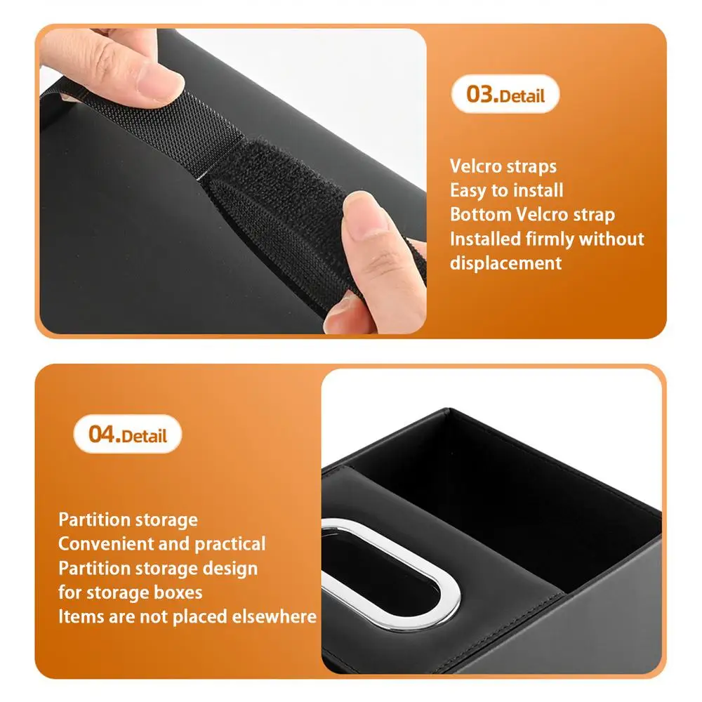 Car Armrest Storage Box Organizer Auto Armrest Organizer Box For Tissue Metal Drawing Port Design Vehicle Storage Tool For