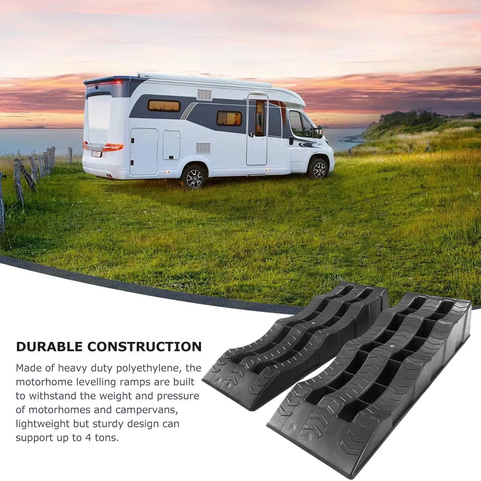 2Pcs RV Leveling Ramps Anti-Skid Campers Tire Wheel Chocks Car Leveling Blocks Lightweight Curb Ramps Heavy Duty Threshold Ramp