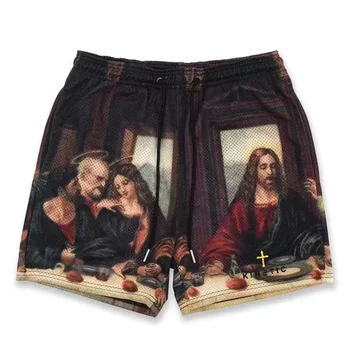 2023 Mesh Breathable Men Shorts GYM Basketball Running Quick-Drying Shorts Baggy Flame Print Fashion Shorts Summer Shorts 1
