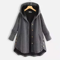 2025 nouvelles femmes coton manteaux dames Patchwork bouton vestes femme tricoté en peluche manteau à capuche haut vêtements d'extérieur sur mesure T-Shirts 3