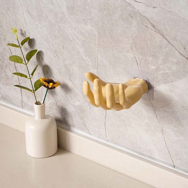 Multi-functional Hand Shape Hook Trace-less Hook Solid Color Key Holder Storage Hook Rack 6